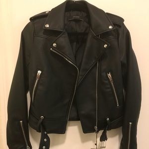 Zara Basic black faux leather jacket